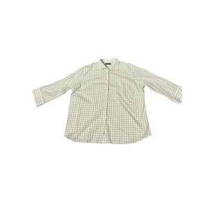 Lands End Button Up Shirt Mens Long Sleeve Green Checkered Casual 17